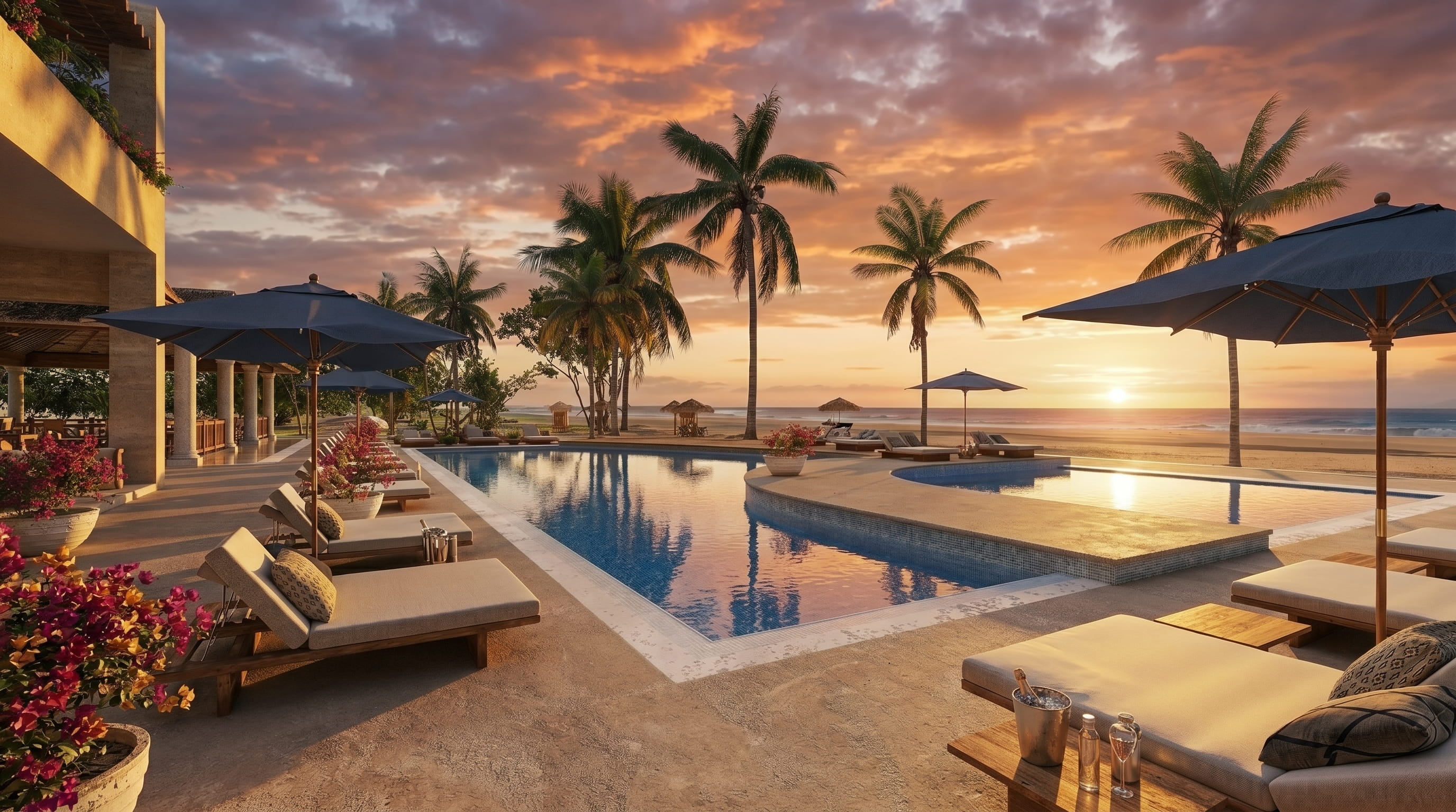 Club de playa al atardecer